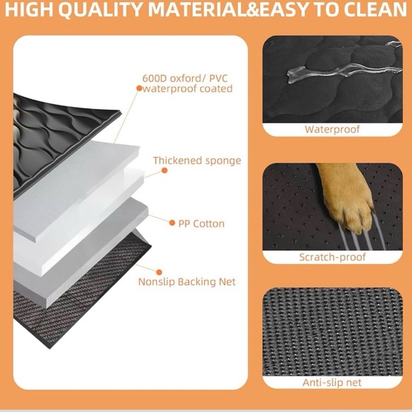 Tail Treasures Scratchproof Dog Car Seat Cover For Back Seat - Picture 3 of 7